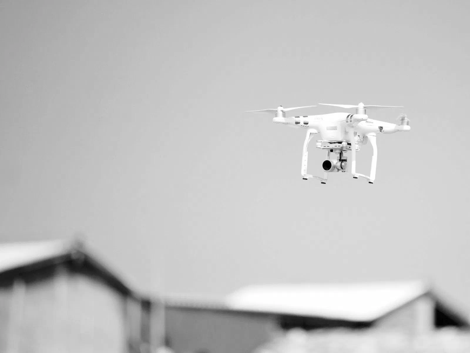 A camera drone in flight